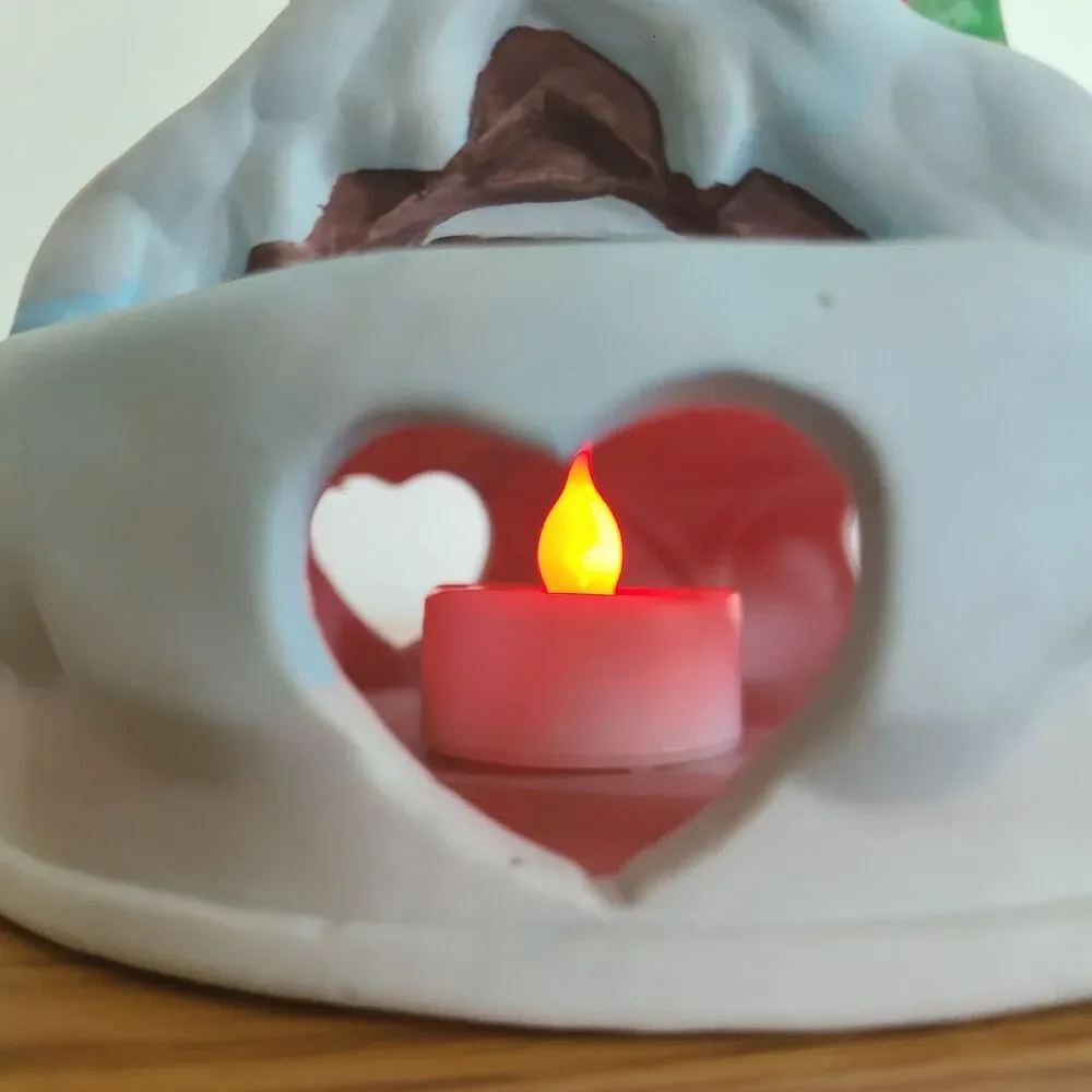 Vintage Ceramic Santa On Chimney Tealight Candle Holder 3-Piece Young's 1988